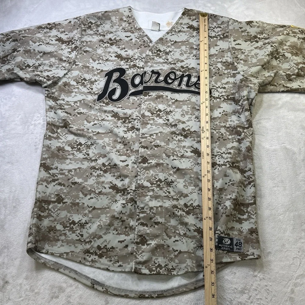 Birmingham Barons Team Issued #22 Authentic MiLB Military Camo Jersey Size 48